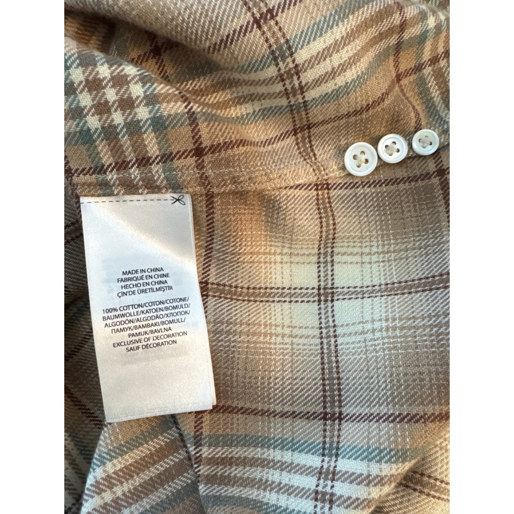 Ralph Lauren Mens Large Tan Brown Plaid Cotton Button Down Shirt Pony Logo - Picture 13 of 16
